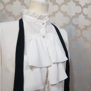 Active USA White Blouse with Black Tie